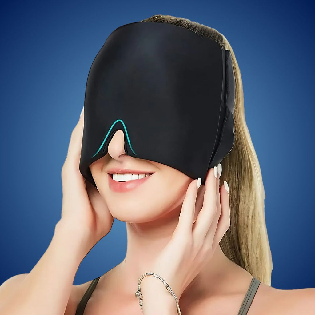 Migraine Gel Hood | Cooling Comfort, Pressure Therapy & Light Blocking for Instant Headache Relief