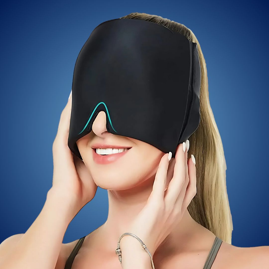 Migraine Gel Hood | Cooling Comfort, Pressure Therapy & Light Blocking for Instant Headache Relief