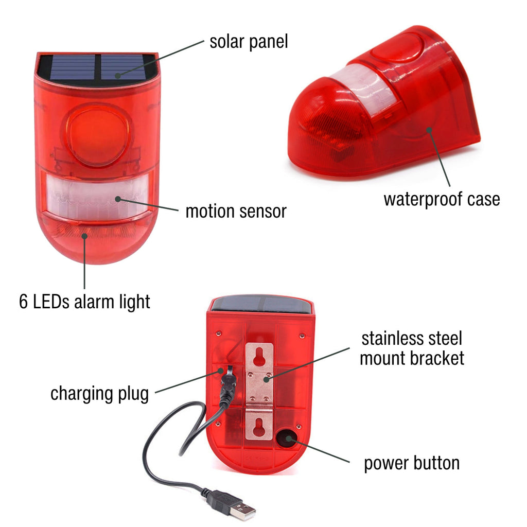 Motion-Activated Raccoon Repeller | Solar & USB Charging, 130dB Alarm for Gardens & Property Protection