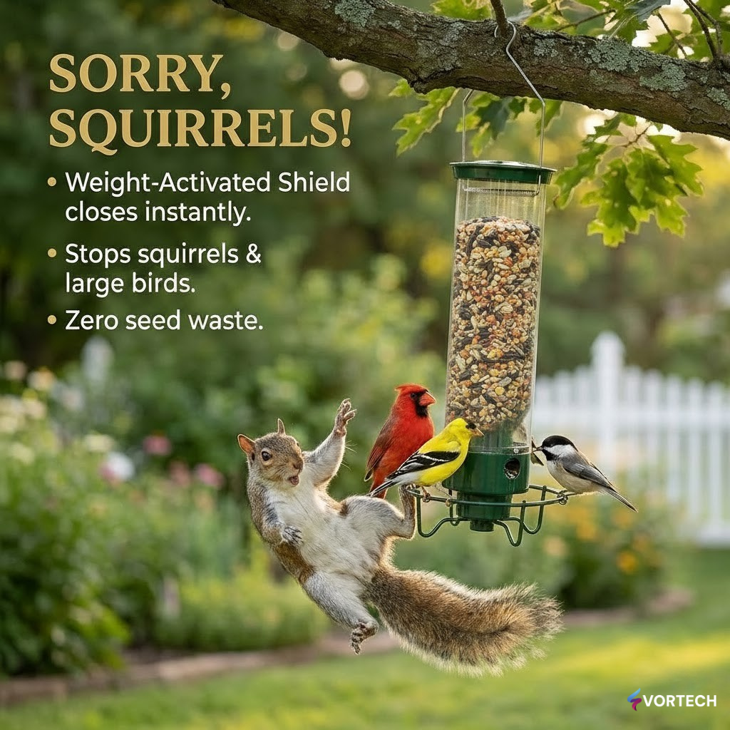 SpinGuard™ Squirrel Proof Bird Feeder | Metal Spinning Feeder Squirrel Proof – Weight Activated Deterrent No Baffles For Squirrels Needed – Best Squirrel Resistant Design to Keep Squirrels Off