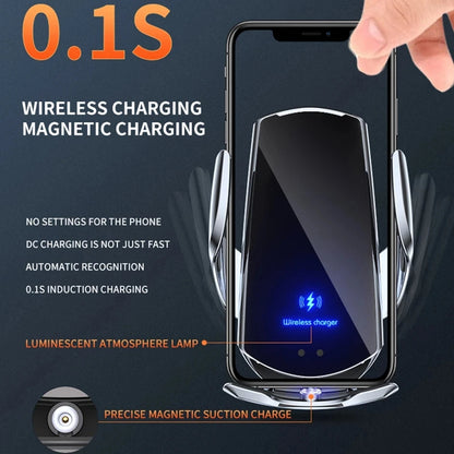 2-in-1 Wireless Car Charger & Phone Holder Auto Clamping - Fast Charging Secure Universal Compatibility Adjustable & Convenient