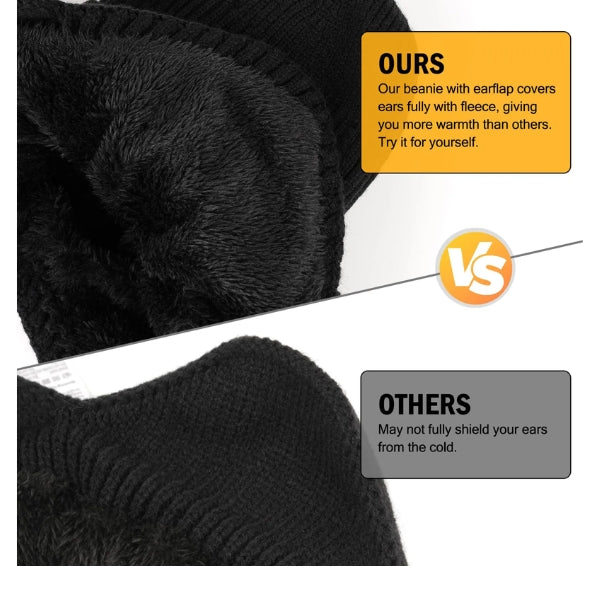 Elastic Warm Earflap Knitted Hat for Men - Knit Hat with Bill & Visor, Ideal for Winter Sports & Fishing