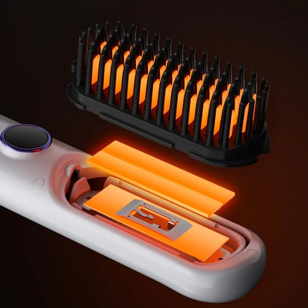 Cordless Hair Straightening Brush - 3-in-1 Anti-Scald Portable Brush for Travel & Gifts for Women