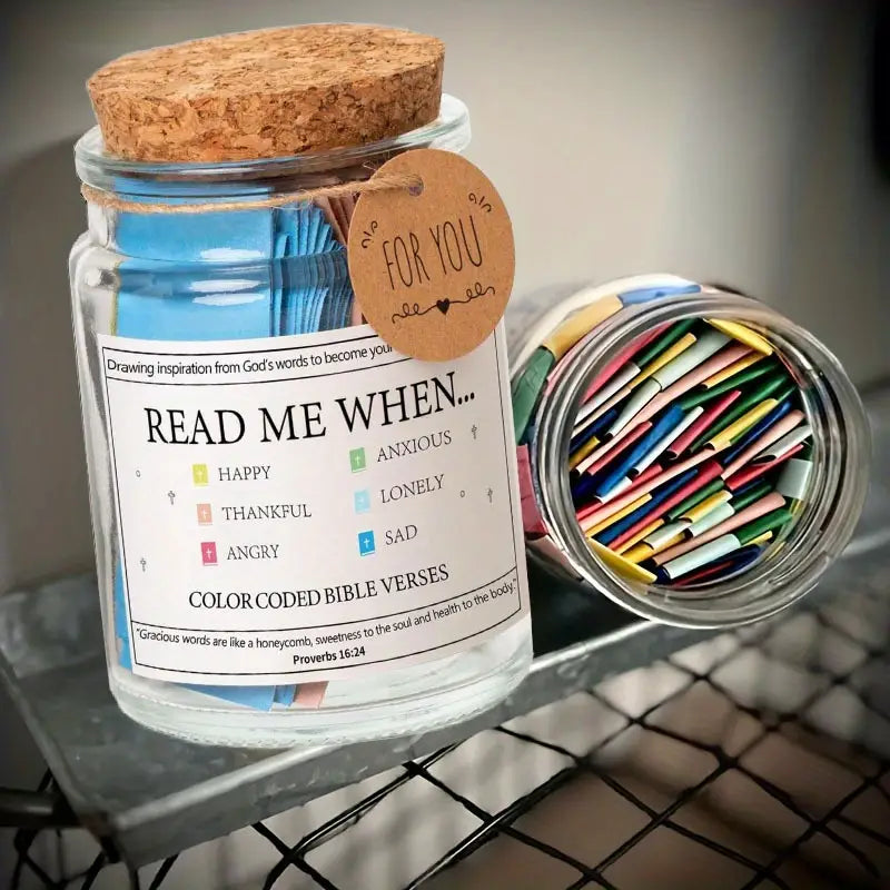 Bible Verses Emotion Jar | 67 Color-Coded Scriptures for Comfort & Reflection