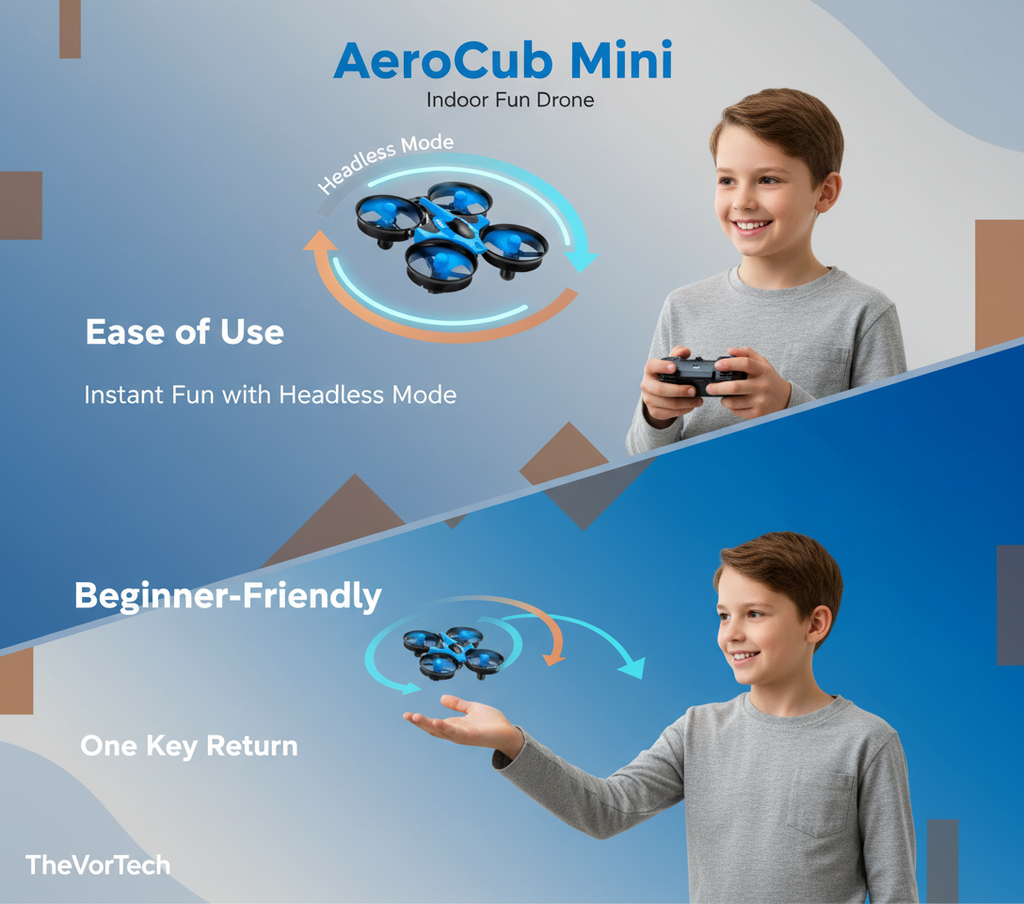Mini Indoor Kids Drone | Protected Propellers – Beginner Friendly – One Key Return