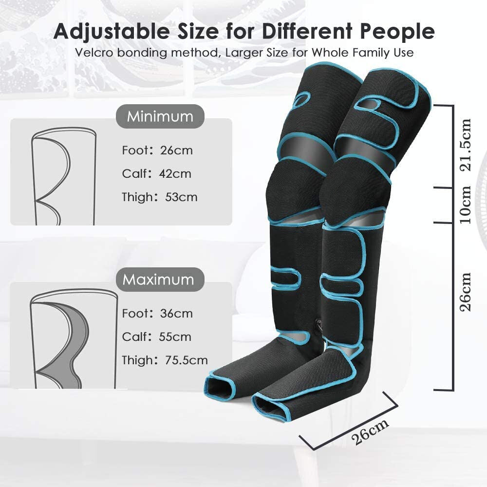 Air Compression Leg Massager Wrap - Relaxing Leg Therapy with Adjustable Air Pressure - Ideal for Circulation & Muscle Relief