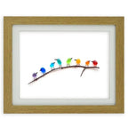 Handmade Sea Glass Birds Art - Spirit Birds on a Branch Wall Decor