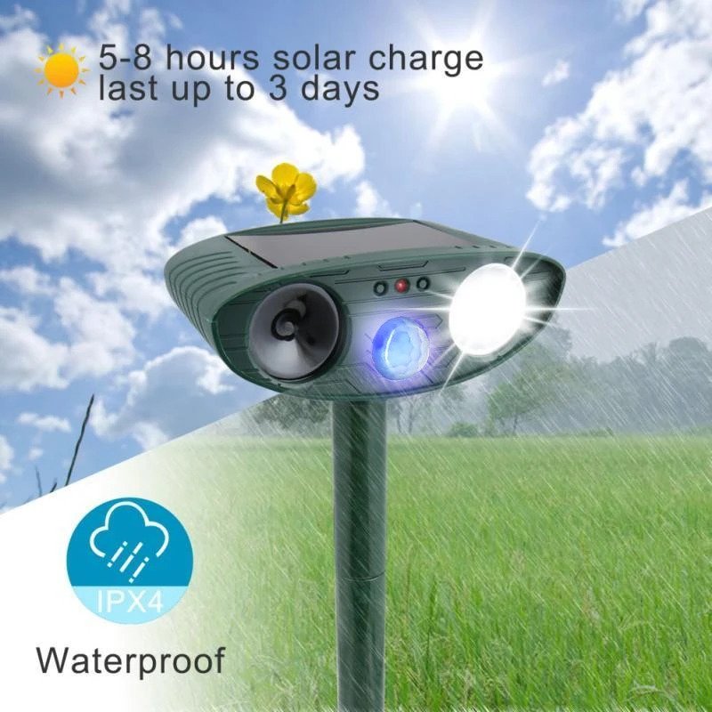 Ultrasonic Armadillo Repeller | Solar Powered, Waterproof & Chemical-Free for Effective Pest Control in Your Yard