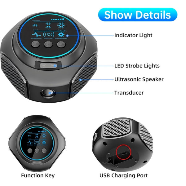 Ultrasonic Bat Repeller | 360° Plug-In Sound Device with 4 Speakers for Attic, Roof & Garage Bat Control – Safe, Silent & Chemical-Free