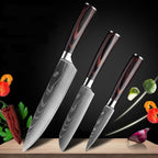 Japanese Damascus Steel Chef Knife Set | Ergonomic Pakka Wood Handles & Ideal for Professional Cooking