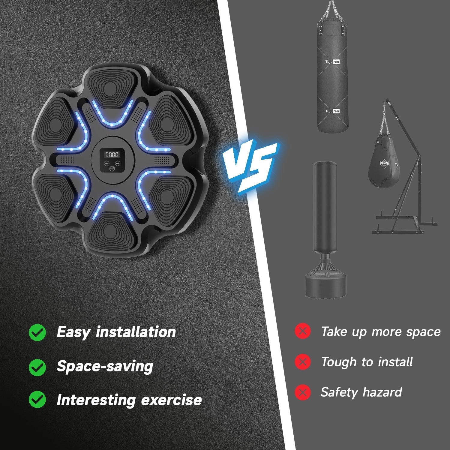 Music Boxing Machine | Stress Relief, Multiple Training Modes & Portable for Fitness Enthusiasts