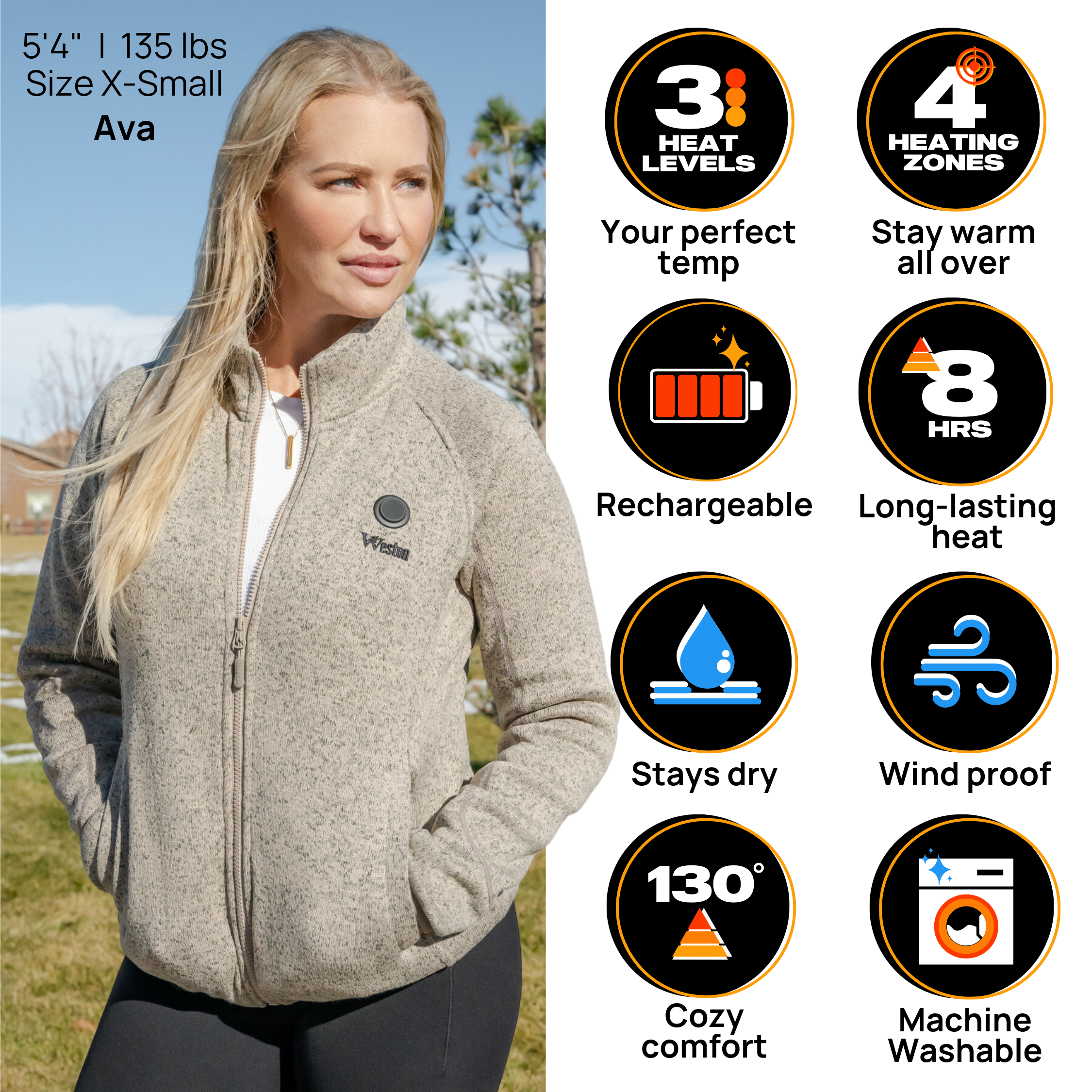 Heated Fleece Jacket | Ultra-Soft, Breathable & Rechargeable Battery for Women