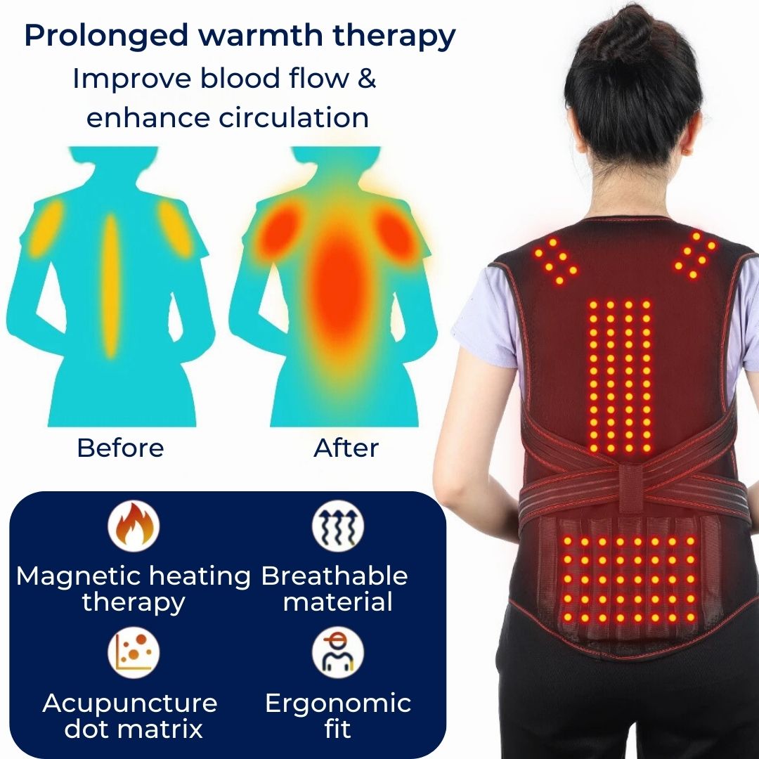 Self-Heating Back Support | Adjustable, Pain Relief & Posture Improvement for Daily Use