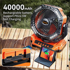 Rechargeable Camping Fan | 270° Rotation, LED Light & Portable Design for Outdoor Activities and Indoor Use