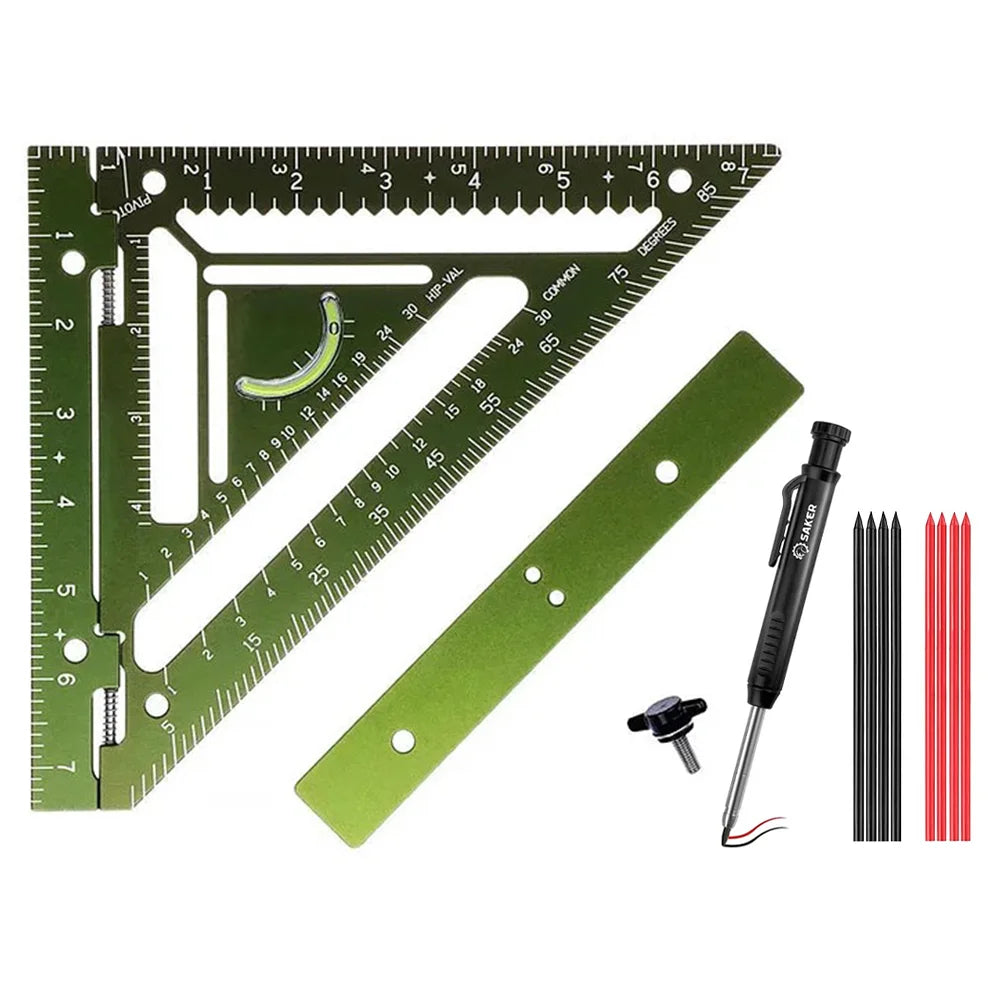 Innovative Rafter Square Tool | Durable Aerospace Aluminum, Smart Bubble Level & Fast Repetitive Markings for Carpenters and Metal Workers