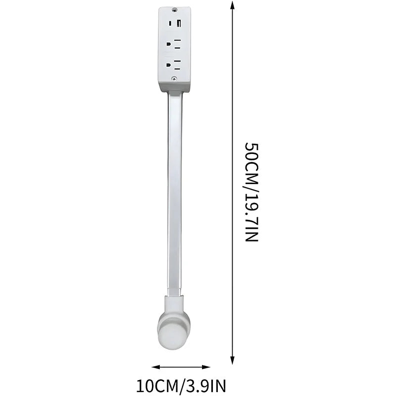 Power Socket Expander | Adjustable 180-Degree Rotating Base with USB-A, USB-C Ports & AC Outlets for Home or Office Use