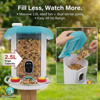 BirdyScope™ Smart Bird Feeder with Camera No Monthly Fees | Solar Powered Hummingbird Feeder Live Bird Cam House - Wireless 2-in-1 Seed & Hummingbird Station