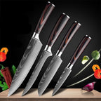 Japanese Damascus Steel Chef Knife Set | Ergonomic Pakka Wood Handles & Ideal for Professional Cooking