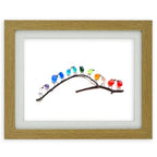 Handmade Sea Glass Birds Art - Spirit Birds on a Branch Wall Decor