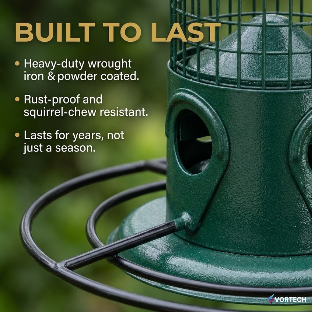 SpinGuard™ Squirrel Proof Bird Feeder | Metal Spinning Feeder Squirrel Proof – Weight Activated Deterrent No Baffles For Squirrels Needed – Best Squirrel Resistant Design to Keep Squirrels Off