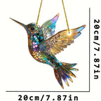 Hummingbird Stained Glass Window Hanging - Colorful Suncatcher Gift & Bird Decoration