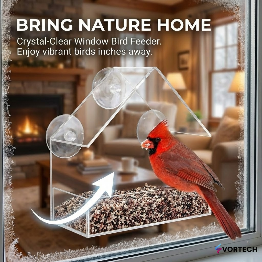 Window Bird Feeder with Camera | Strong Suction Cups Window Mounted Bird House for Outside Wild Birds - Best Window Bird Feeder for Cats and Bird Lovers