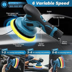 Cordless Car Buffer Polisher | 6-Speed Adjustable, Lightweight & Long Battery Life for Auto Detailing and Home Use