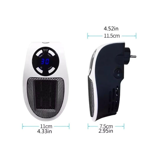 Mini Electric Heater | 500W Low Wattage, Fast Heat & Portable for Home Office, Nursery & Small Rooms