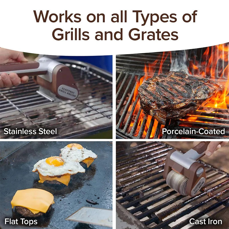 Cordless Electric Grill Cleaner | Bristle-Free, LED Spotlight & Fast 350 RPM Cleaning for Effortless Grill Maintenance