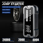 Portable 4-in-1 Jump Starter with Air Pump, Battery Booster, and USB Charger for Cars, Trucks, and Emergency Use