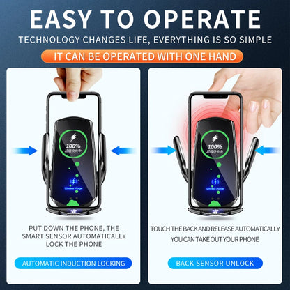 2-in-1 Wireless Car Charger & Phone Holder Auto Clamping - Fast Charging Secure Universal Compatibility Adjustable & Convenient