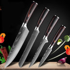 Japanese Damascus Steel Chef Knife Set | Ergonomic Pakka Wood Handles & Ideal for Professional Cooking