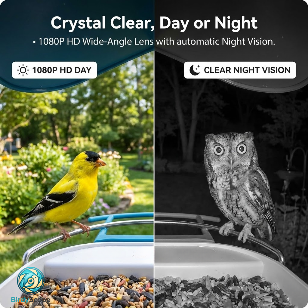 BirdyScope™ Smart Bird Feeder with Camera No Monthly Fees | Solar Powered Hummingbird Feeder Live Bird Cam House - Wireless 2-in-1 Seed & Hummingbird Station