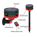 Solar-Powered Motion-Activated Strobe Light | 360° Detection, Multiple Sounds & Eco-Friendly Skunk Repeller for Home and Garden