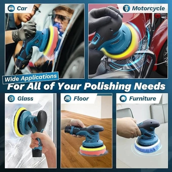 Cordless Car Buffer Polisher | 6-Speed Adjustable, Lightweight & Long Battery Life for Auto Detailing and Home Use