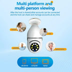 Wifi Surveillance Camera E27 | Full Color Night Vision, AI Human Tracking & Compatible with Alexa for Home Security