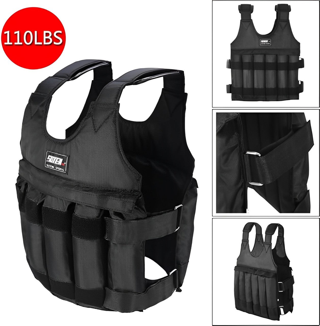 Adjustable 110 Pound Weighted Vest for Strength Training, Fitness, and Weightlifting Workouts