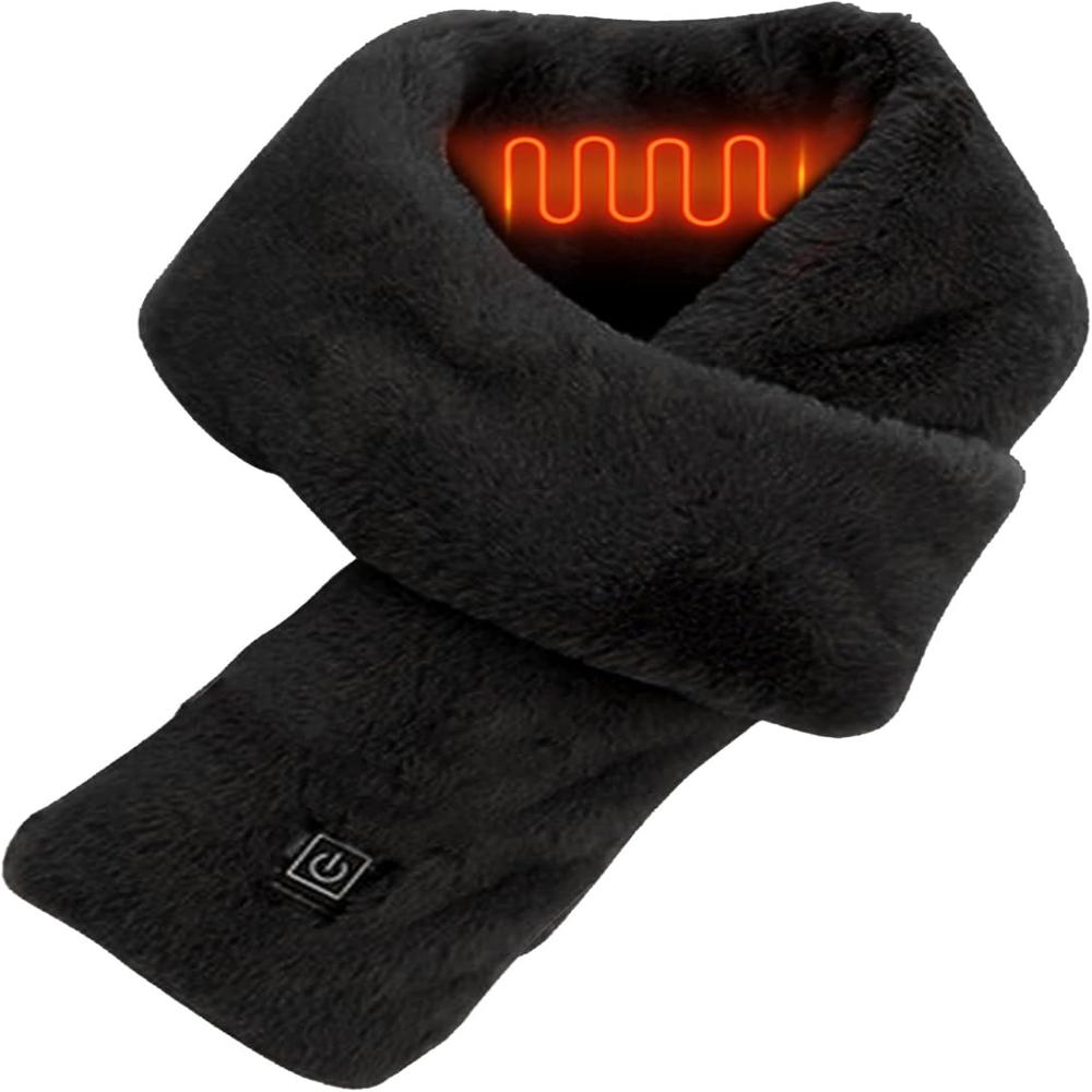 Heated Faux Fur Scarf | Rechargeable USB Neck Warmer for Winter Commutes & Outdoor Activities