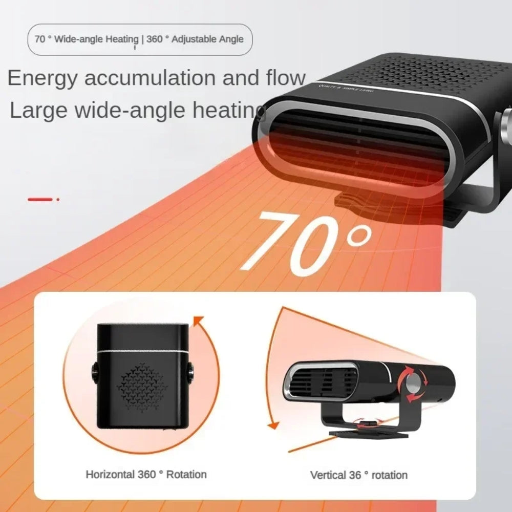 Portable Car Heater | Versatile 4-in-1 Fan for Heating, Cooling, and Defrosting Windshields - 12V connection