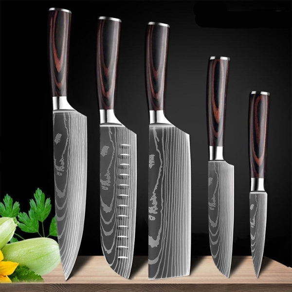 Japanese Damascus Steel Chef Knife Set | Ergonomic Pakka Wood Handles & Ideal for Professional Cooking