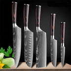 Japanese Damascus Steel Chef Knife Set | Ergonomic Pakka Wood Handles & Ideal for Professional Cooking