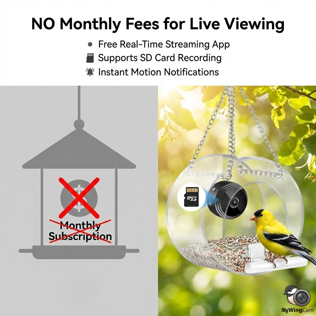 MyWingCam™ Bird Feeder with Camera 1080P HD | Wireless Bird House with Camera for Outside – Window or Hanging Bird Feeder Cam with Night Vision, Audio & Free App – Live Bird Feeder Cam