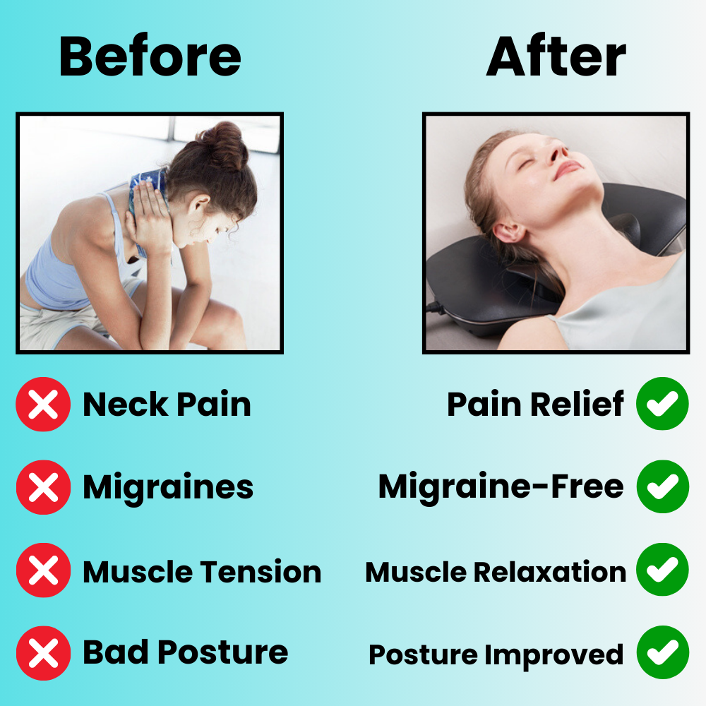 Multifunctional Neck Massage Pillow - Electric Hot Compress & Traction Massage
