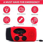 Portable Emergency Solar Radio with Hand Crank, NOAA Weather Alerts, LED Flashlight & 1000mAh Power Bank for Outdoor Survival & Camping
