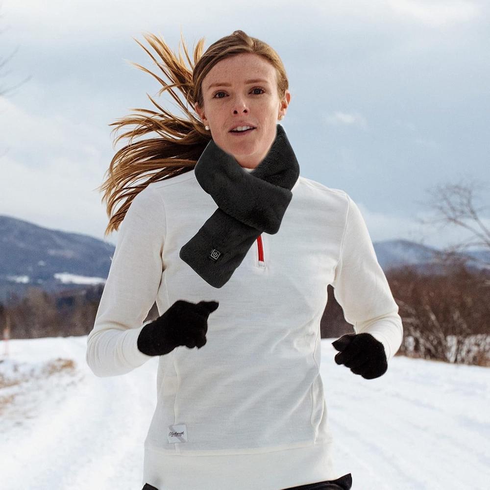 Heated Faux Fur Scarf | Rechargeable USB Neck Warmer for Winter Commutes & Outdoor Activities