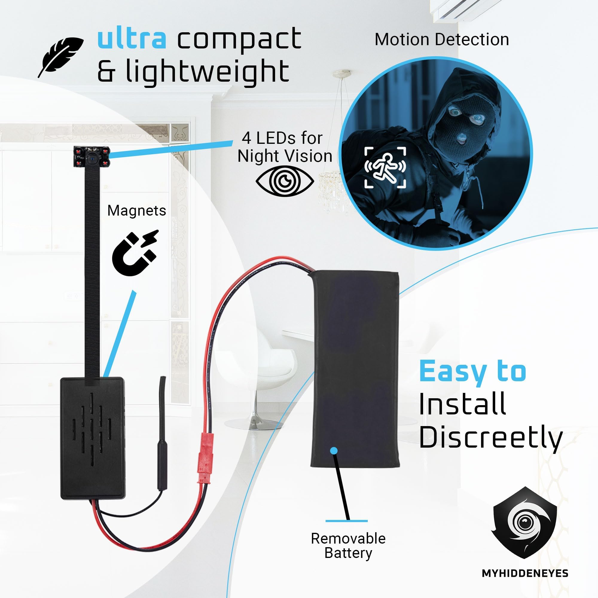 4K Wifi Discret Camera | Motion Detection, Night Vision & Live Feed for Home Security Monitoring