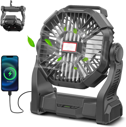 Portable Rechargeable Tent Fan with LED Lantern – Stay Cool and Illuminated on Your Camping Adventures