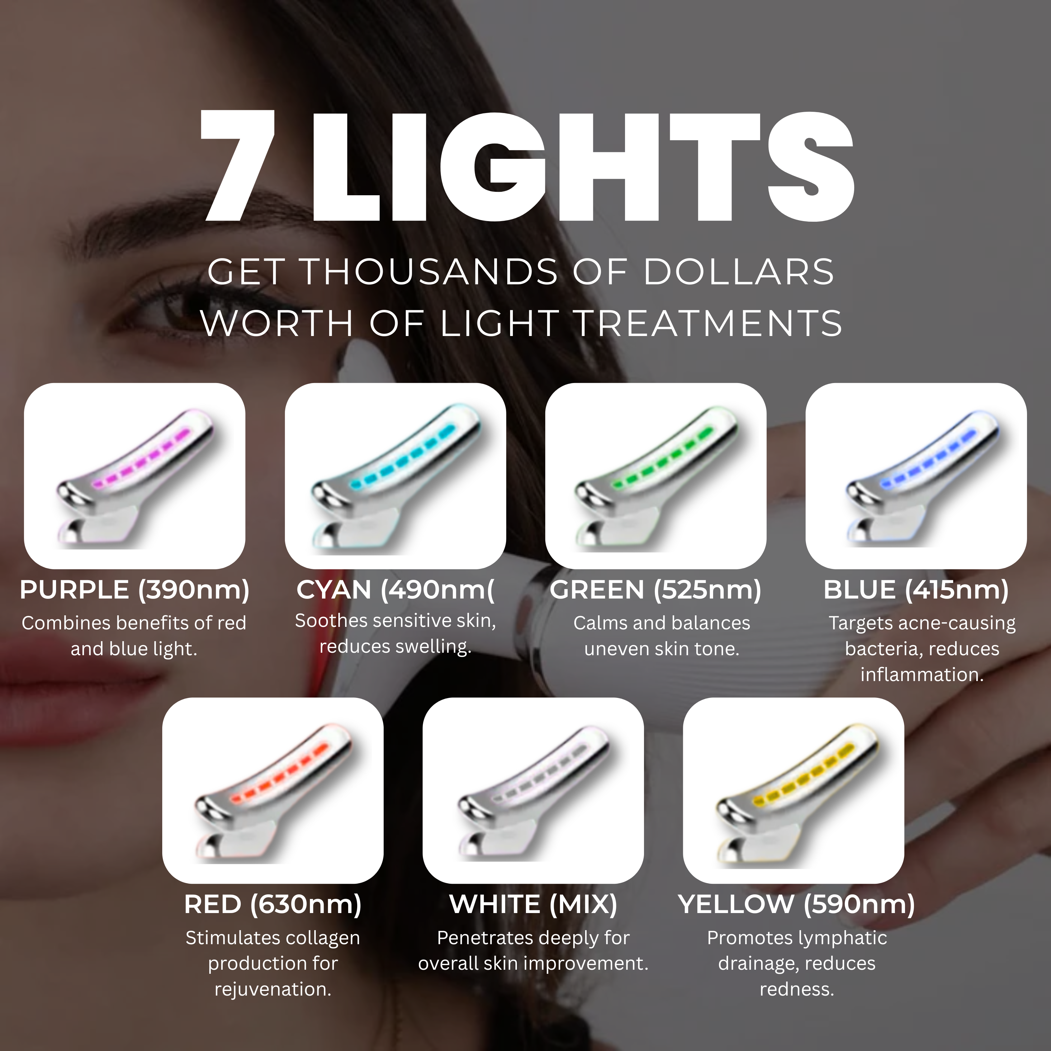 LED Light Facial & Neck Sculptor | 7-in-1 Anti-Aging Device for Firming, Lifting & Smoothing Skin at Home