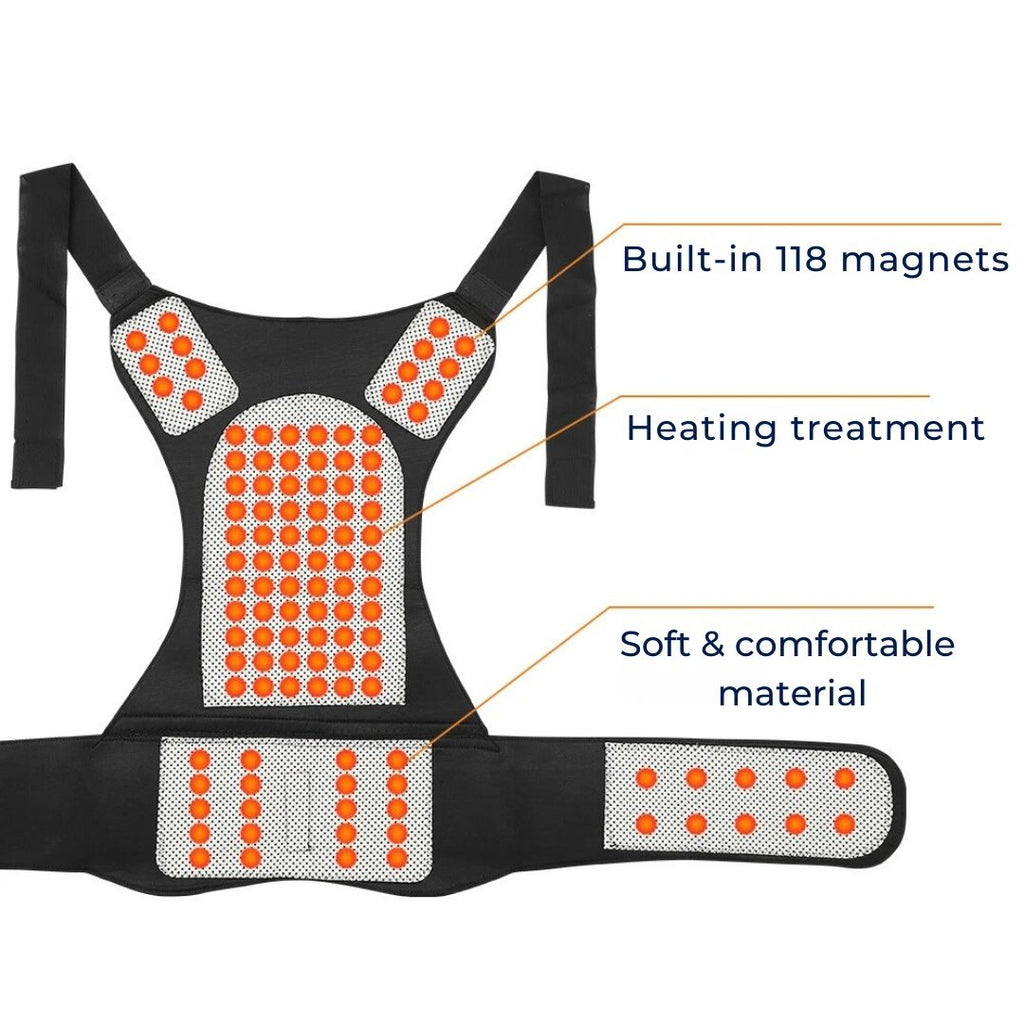 Self-Heating Back Support | Adjustable, Pain Relief & Posture Improvement for Daily Use