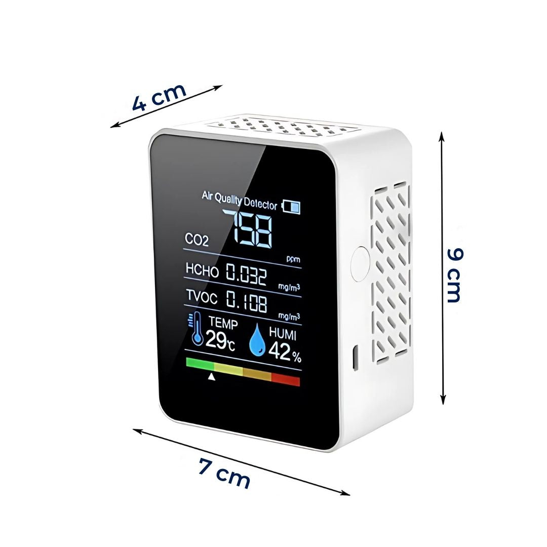 CO2 Carbon Dioxide Monitor | Real-Time Alerts & Portable Design for Home, Office, or Classroom Air Quality Monitoring